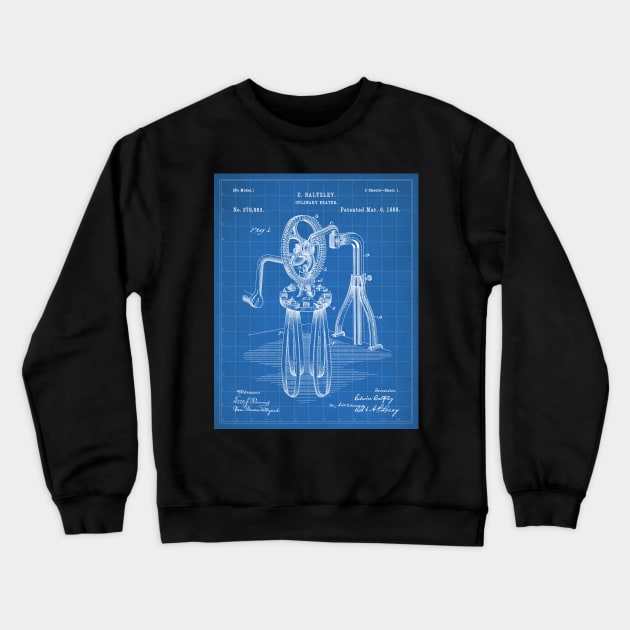 Egg Beater Patent - Baker Cook Chef Kitchen Decor Art - Blueprint Crewneck Sweatshirt by patentpress